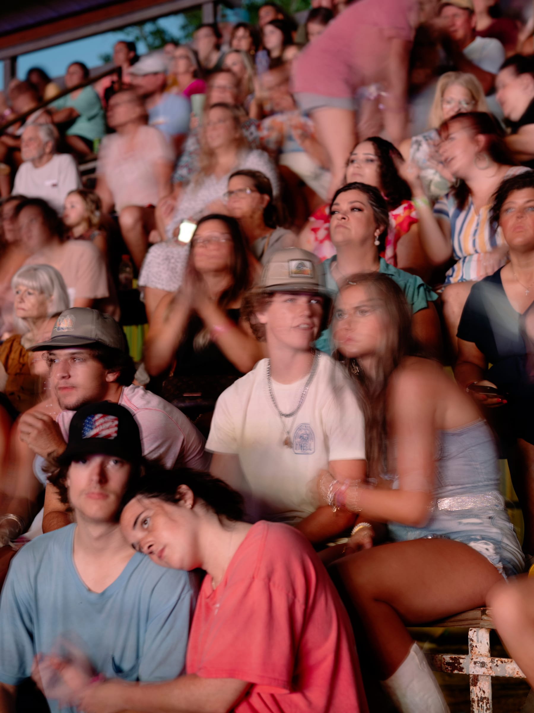 Spectators at the grandstand at the Neshoba County Fair, photographed on July 24, 2023
